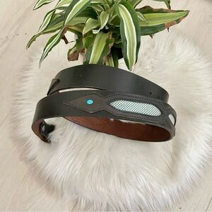 Sport N leather Western leather belt w turquoise accent